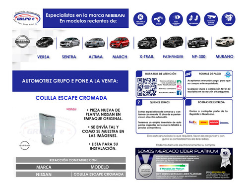 Colilla Escape Cromada March 2015 Al 2020 Original Nissan Foto 9