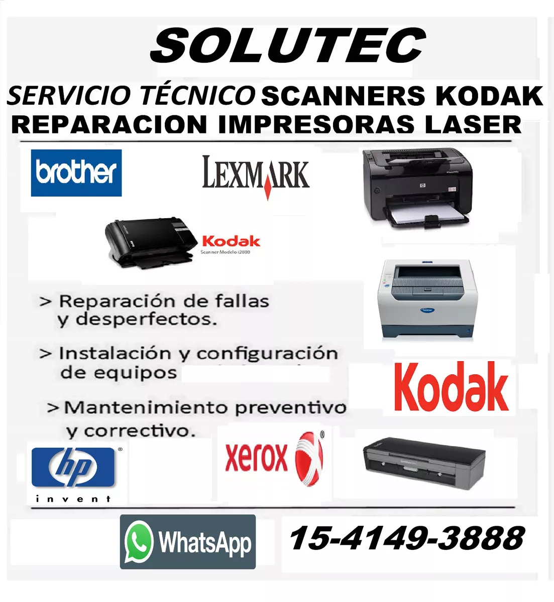 Reparacion Tecnico Escaner Kodak Impresoras Hp Brother Xerox