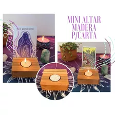 Mini Altar De Madera Porta Vela Y Carta 