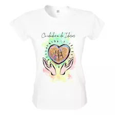 Camiseta Profissões Cuidadora De Idosos Feminina Baby Look