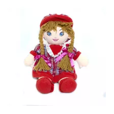 Boneca Vermelha Xadrez Com Chapéu 46 Cm