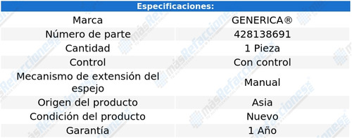 Espejo Lateral Peugeot 307 Manual 01 02 03 04 2005 2006 2007 Foto 2