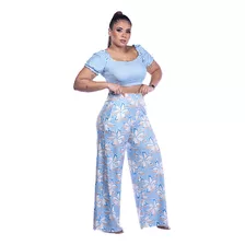 Conjunto De Top Com Amarração E Calça Pantalona ref: 230