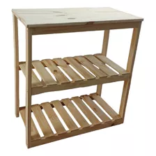 Mueble Mesa Organizador Madera Pino Cocina/arrime 80x40x70