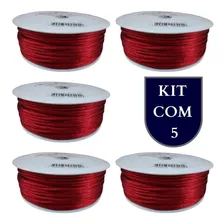 Cordão Seda Acetinado (2,5mm) Vermelho - Aquarela Kit Com 05