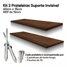 Prateleira Mdf Amadeirada 60x15 Suporte Invisível