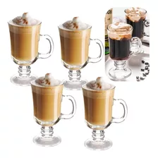 Jogo 4 Canecas Vidro Liso Café Irish Leite Capuccino 250ml Cor Transparente Caneca Irish Coffe