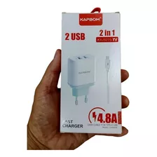 Carregador Completo Turbo Resistente Com 2 Entrada Usb V8