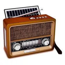 Rádio Retro Som Bluetooth Usb Sd Am Fm Placa Solar Lanterna