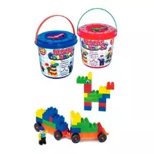 Blocos De Montar Com Balde Brinquedo Educativo 30 Peças