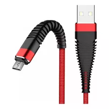 Cable Cargador Micro Usb Malla Super Reforzado Treqa 1 Metro Color Rojo