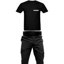 Calça Preta Tática Vigilante + Camiseta Segurança Br + Cinto