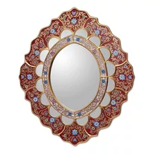Novica Reverse Painted Wood And Glass Wall Mounted Mirror, R