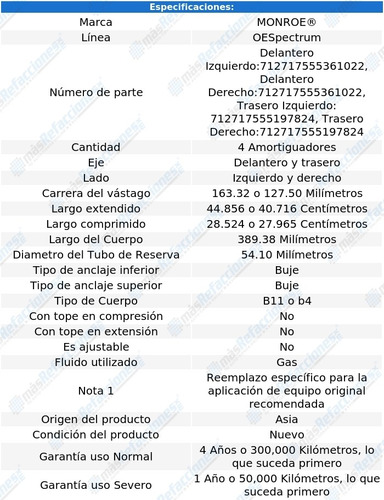 Jgo 4 Amortiguadores Gas Oespectrum Enclave 13-17 Monroe Foto 3