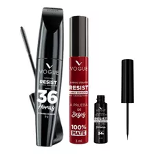 Kit Vogue Resist Labial + Mascara Resit + Delineador Resist 