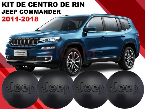 Kit De 4 Centros De Rin Jeep Commander 2011-2018 Negro 64 Mm Foto 2