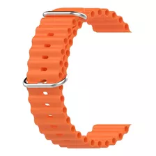 Pulseira Compatível Kiwitime Hello Watch 3 Silicone Oceano Cor Laranja 42 Ao 49mm