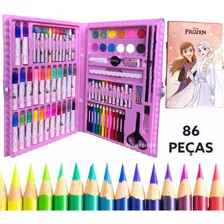 Estojo Maleta Escolar Pintura Infantil Frozen 86 Peças