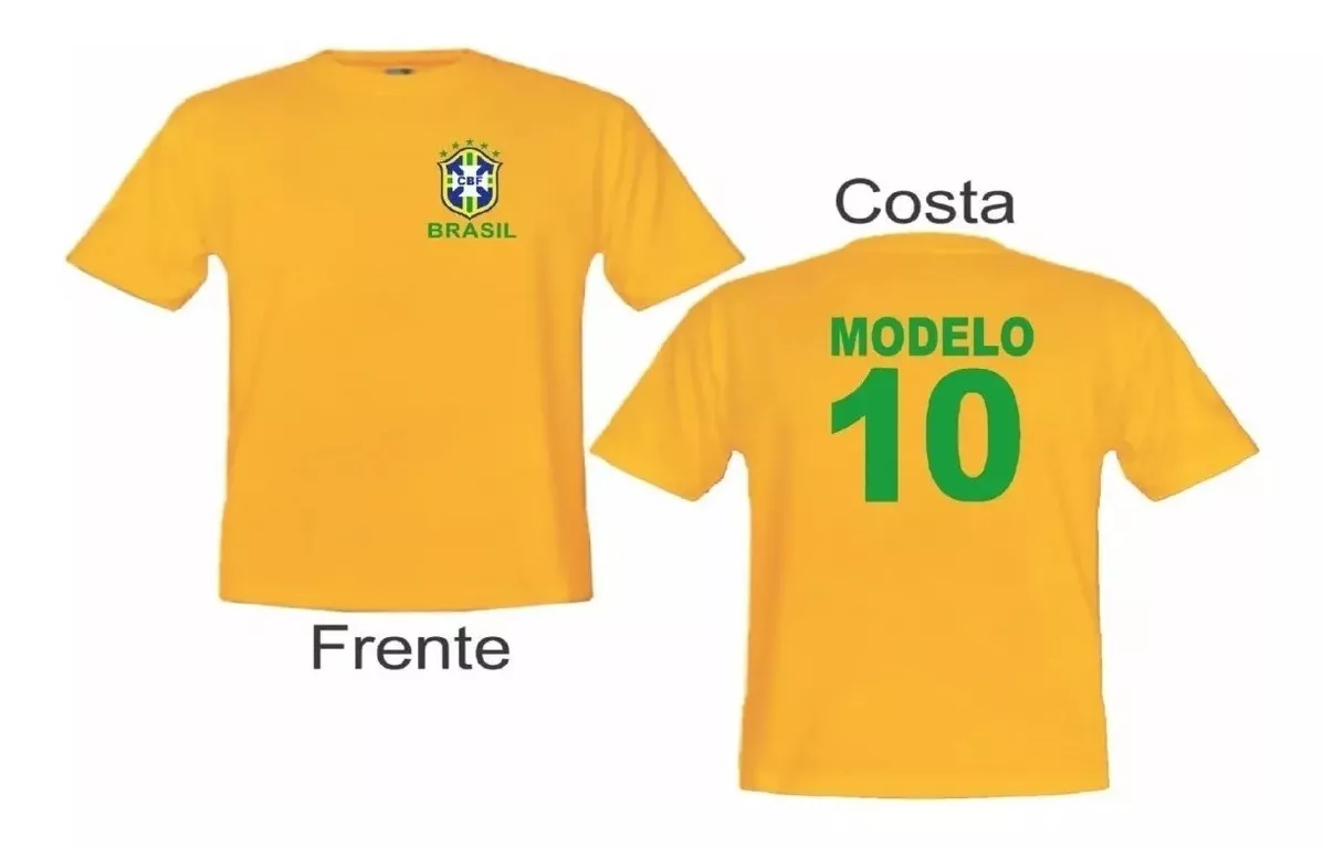 Camisa Personalizada Infantil Nome Numero Seleção Brasileira