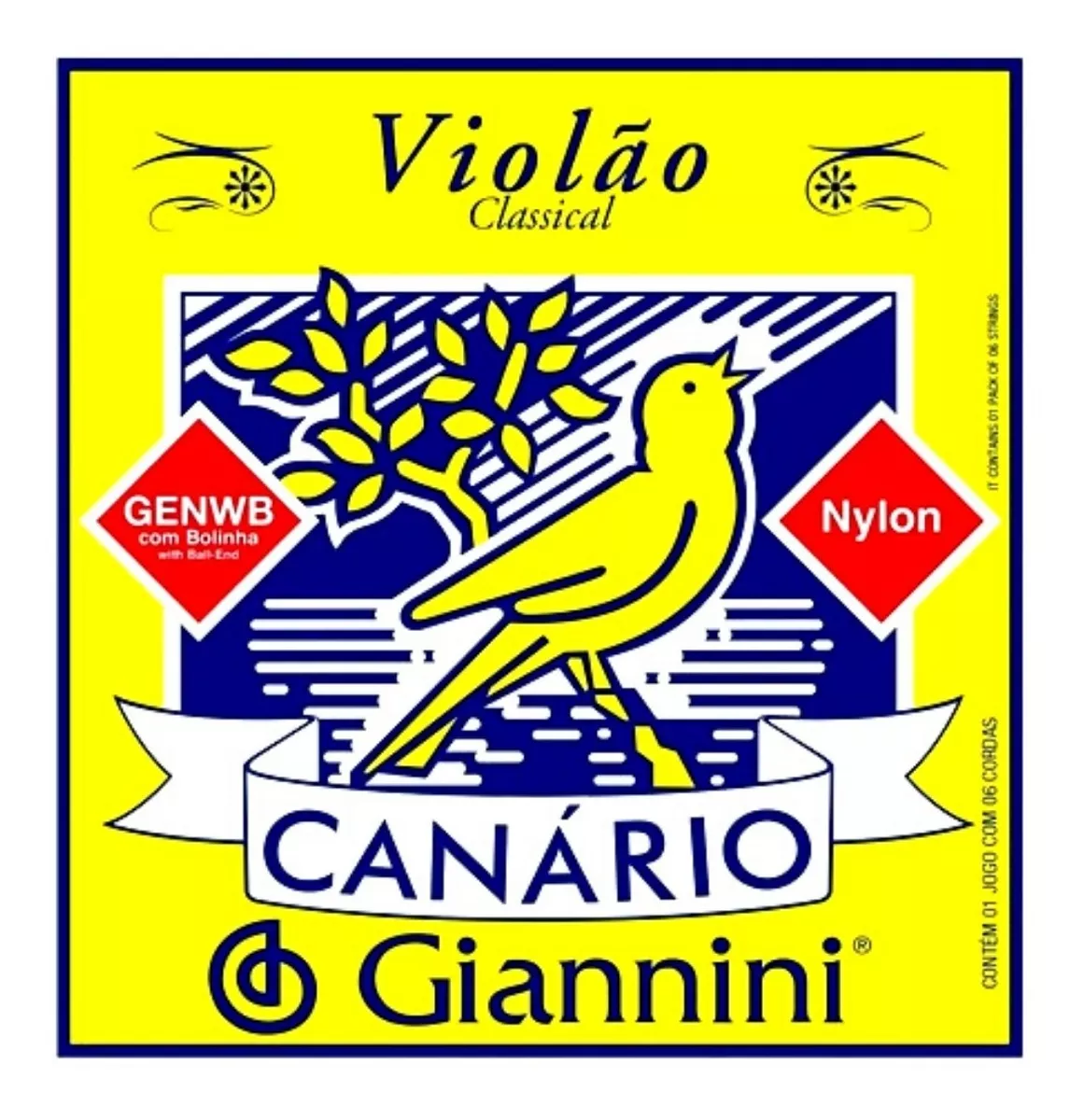 Encordoamento Violão Nylon Jogo C/6 Giannini Canario Novo