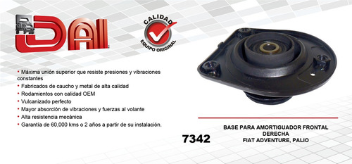 (1) Base Amortiguador Del Der Fiat Palio 04/11 Dai Foto 2