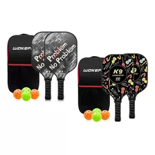 Raquetas Pickleball 4 Pelotas Y Bolso Grafito Y Fibra 