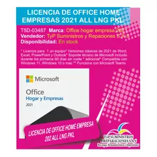 Licencia De Office Home Empresas 2021 All Lng Pkl