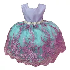 Vestido Infantil Ariel Festas Luxo Aniversário Princesas