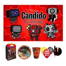 Skibidi Toilet Fiesta Kit 20 Niños Vasos Platos Lona Vela