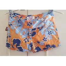 Short Nena Talle 6 Naranja Y Azul