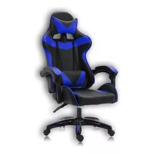 Silla Gamer Ergonómica Ajustable Giratoria Azul Y Negro