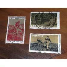 Lote De 3 Estampillas Israel Año 1976 - Serie Pioneros