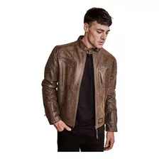 Campera Moto Cuero Flagstaff Marron Brooklyn