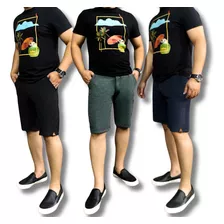 Kit Com 3 Bermudas Masculina De Brim Sarja Envio Imediato