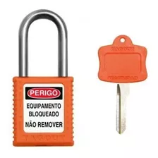 Kit Loto Bloqueio 1 Cadeado Haste Inox Laranja + 1 Etiqueta