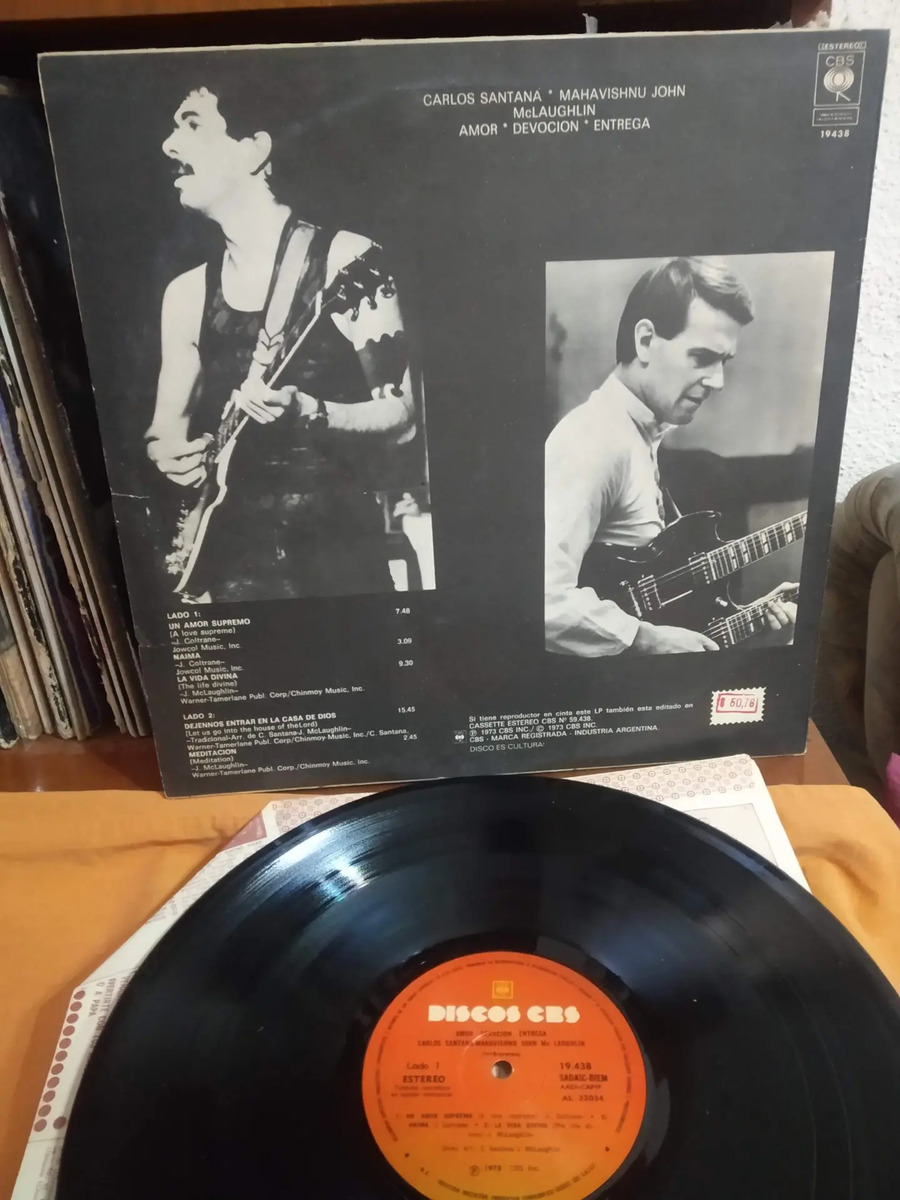 Carlos Santana, Mahavishnu John McLaughlin - Amor Devocion Entrega - vinilo 1973