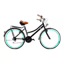 Bicicleta De Paseo My Bike Mx Retro Vintage R26 18v Frenos V-brakes Cambios Nhl Color Negro Con Pie De Apoyo