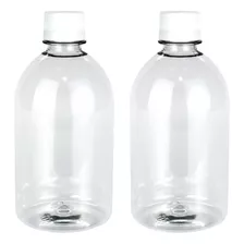 2 Frascos Pet Plástico 500ml Com Tampa Lacre Embalagem Mod1