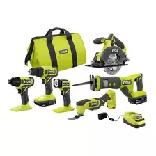 Combo Ryobi 6 Herramientas 2 Pilas 1 Cargador Y Bolsa 18v