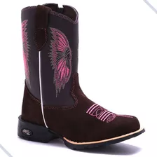 Bota Texana Infantil Botina Feminina Country Em Couro Laser