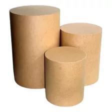 Trio De Mesas Decorativas Cilindro Mdf Decoração Enfeites