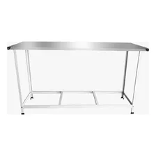 Mesa Bancada Tampo Em Aço Inox C/ Pés Pintados Branco 145x55