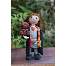 Peluche Amigurumi Hermione Granger Y Su Mascota Crookshanks