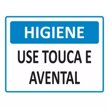 Placa Aviso Sinalização Higiene Use Touca E Avental 23x18 