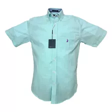 Camisa Austin Western Xadrez Manga Curta Verde Claro