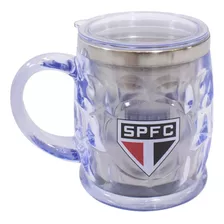 Caneca Térmica Com Tampa Time São Paulo Licenciado 450 Ml Cor Prateado