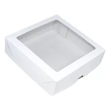 Caixa Para Presente Branca Visor 15x15x4 Tampa E Fundo 20 Un