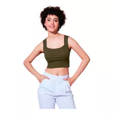 Cropped Feminino Ribana Top Confortavel Alça Cores Estiloso