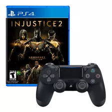 Mando Playstation 4 Dualshock Negro + Injustice 2 Legendary