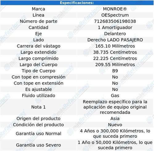 Amortiguador Oespectrum Gas Pasajero Del Tracker 96-97 Foto 3